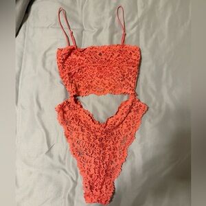 Out From Under Coral Lace Bodysuit